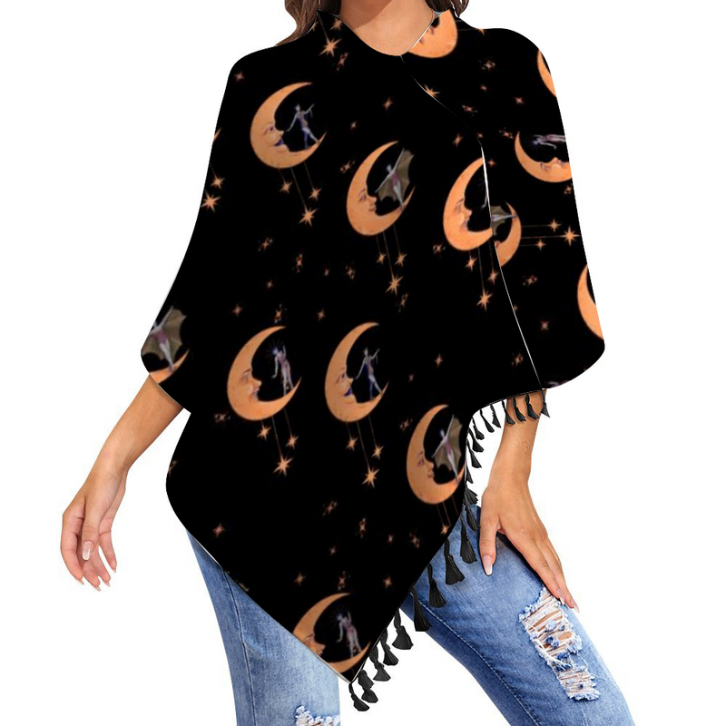 Paper Moons Knitted Cloak with Tassels