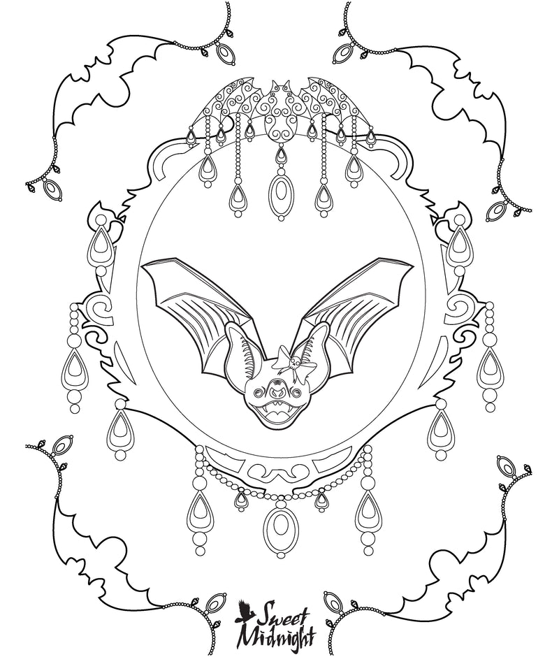 Sweet Midnight Coloring Page Bat