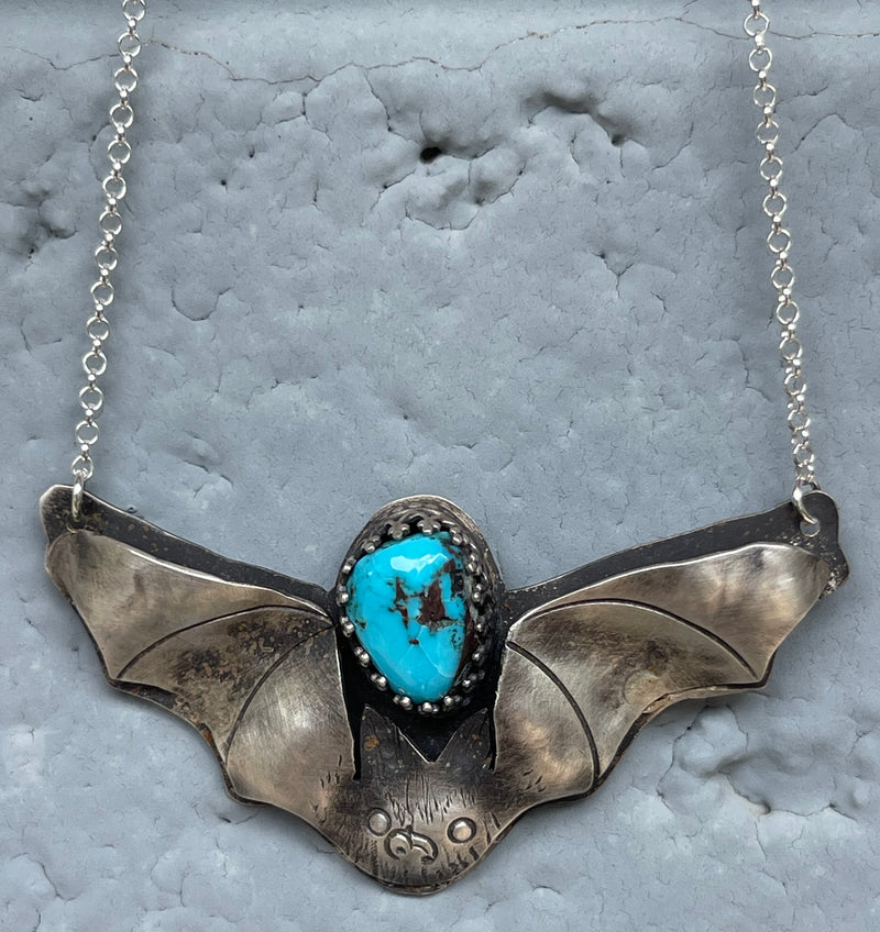 Bat and Bisbee Blue Turquoise Necklace