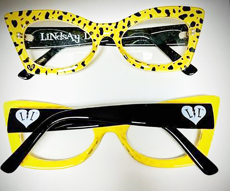 Lindsay Lowe Yellow Spotted Glasses