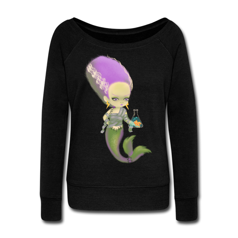 Monster Bride Mermaid Women's Wideneck Sweatshirt - black