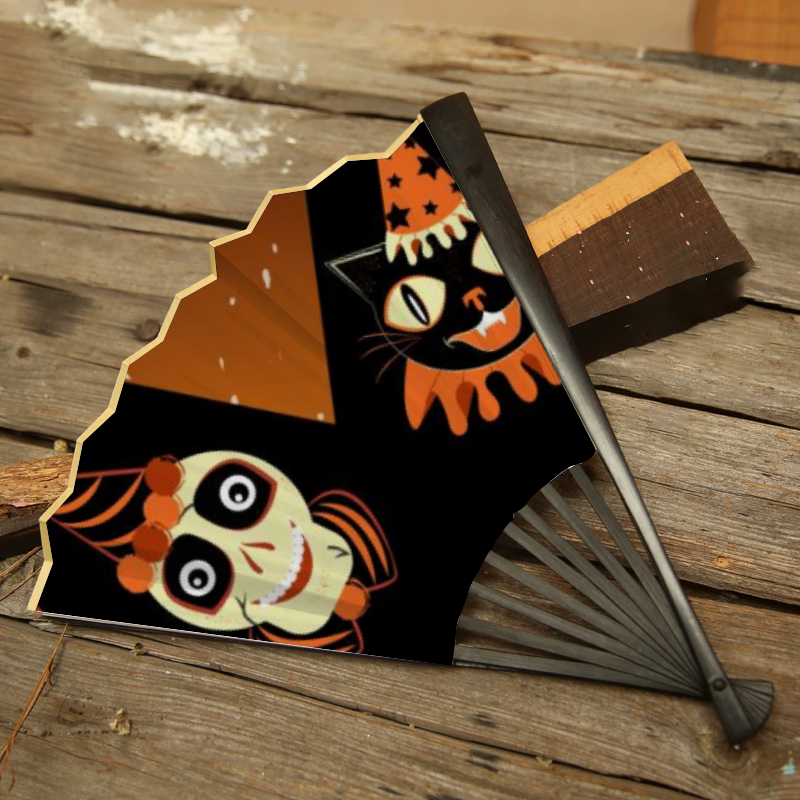 Halloween Party Animals Double-side Custom Rice Paper Hand-held Folding Fan