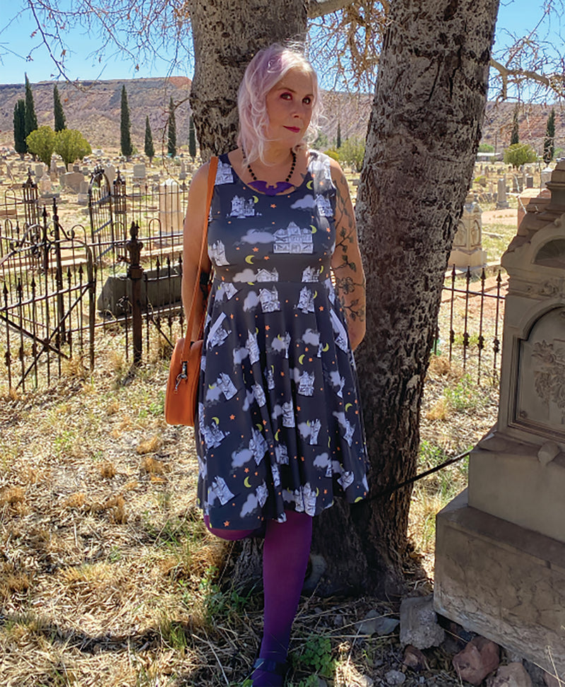 Haunted House Skater Dress with Pockets