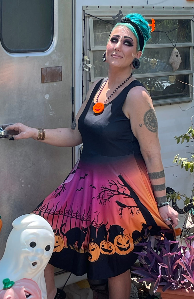 Trick or Treat in the Graveyard Skater Dress with Pockets