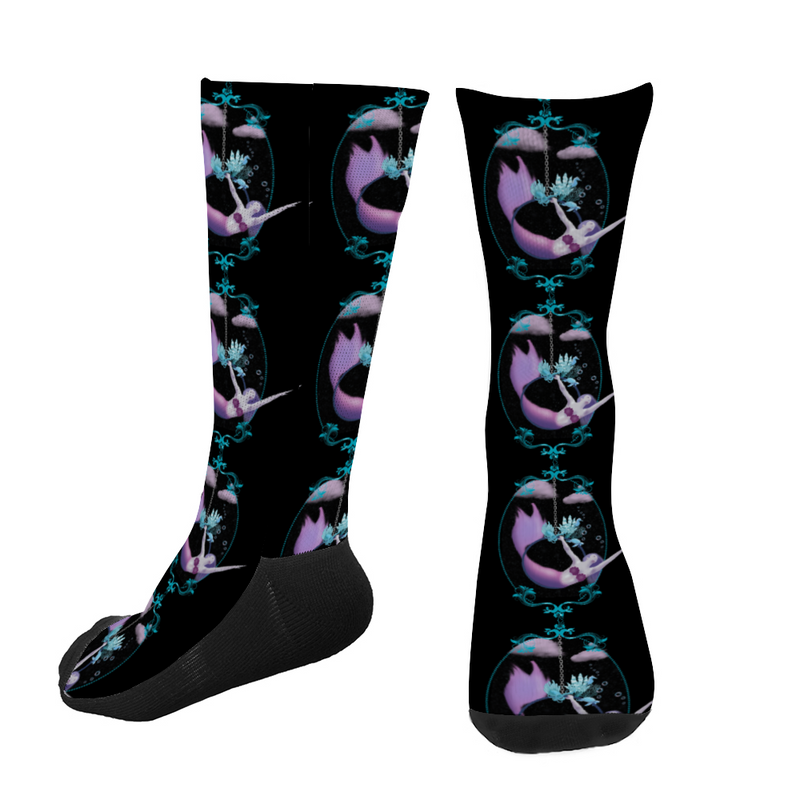 Flying Mermaid Custom Unisex Multi Size Mid-calf Cotton Socks