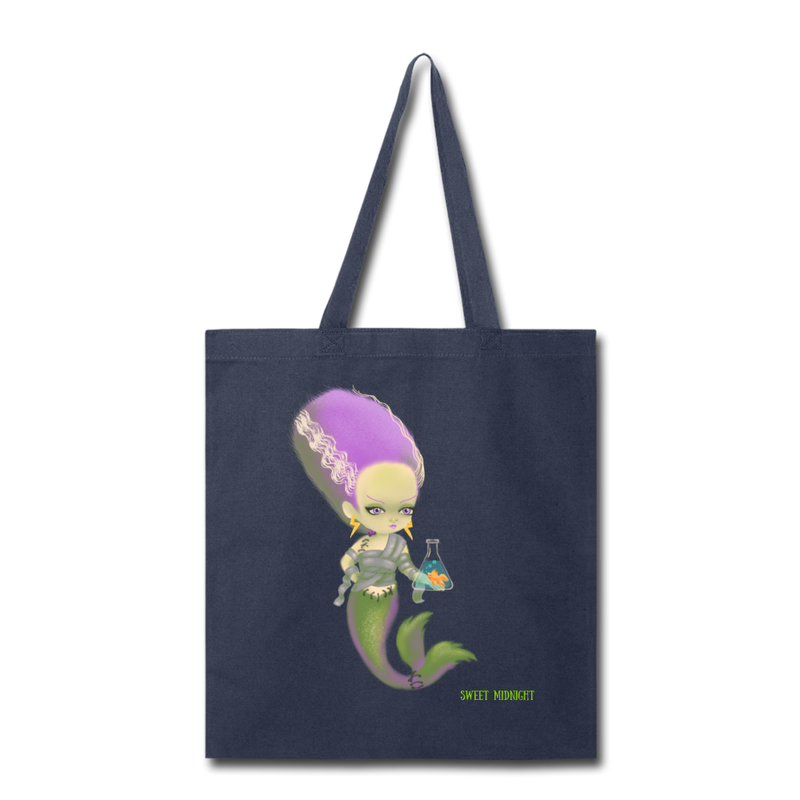 Monster Bride Mermaid Tote Bag - navy